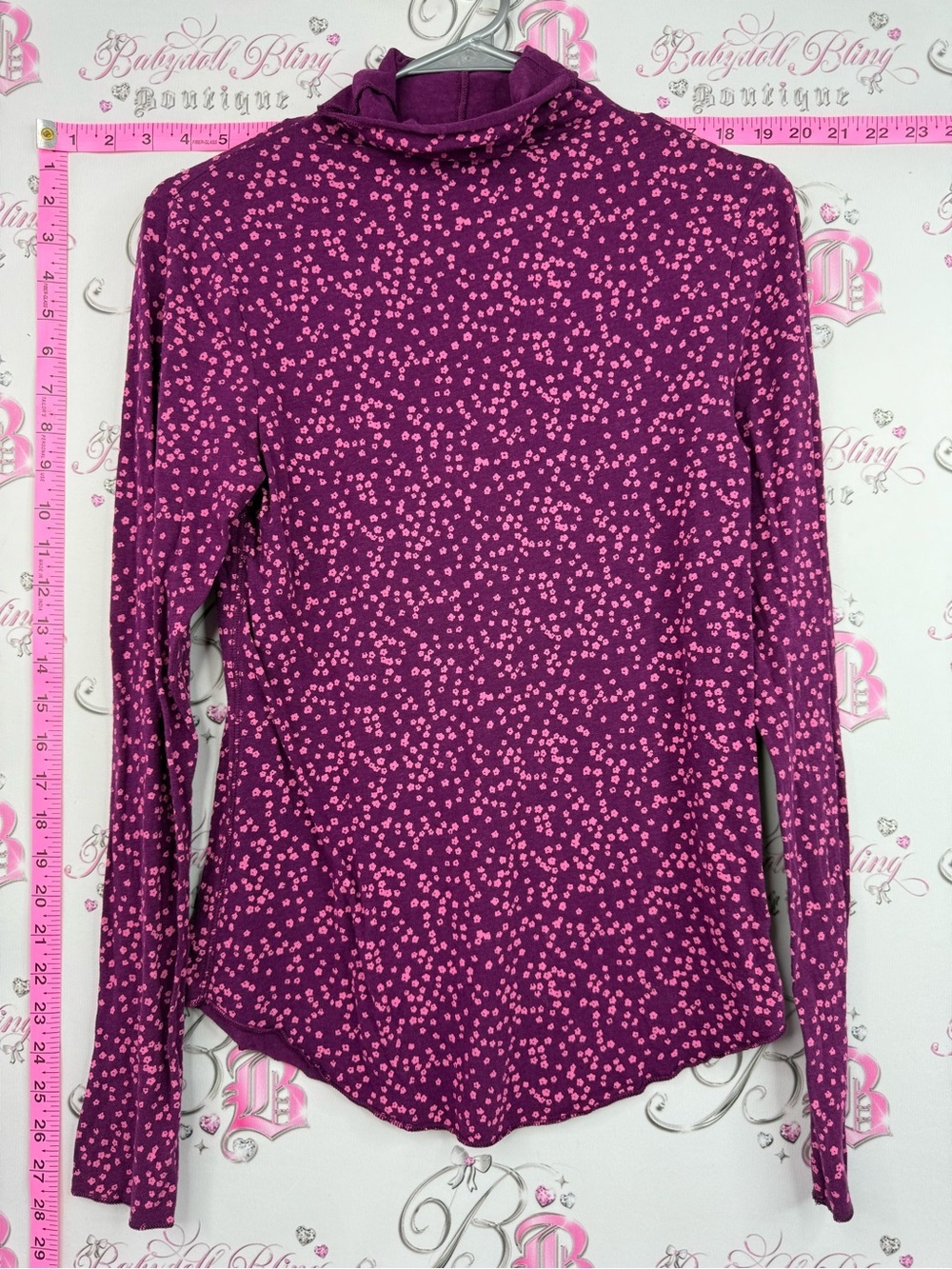 GAP long sleeve feather Purple Long Sleeve Turtleneck with Pink Dot Print